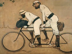 Due uomini in bici, anzi in automobile
