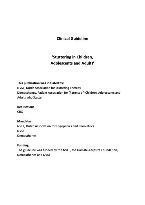 Clinical Guideline - ‘Stuttering in Children, Adolescents and Adults’