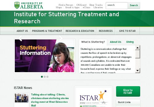 Link all'Home Page dell' "Institute for Stuttering Treatment and Research"